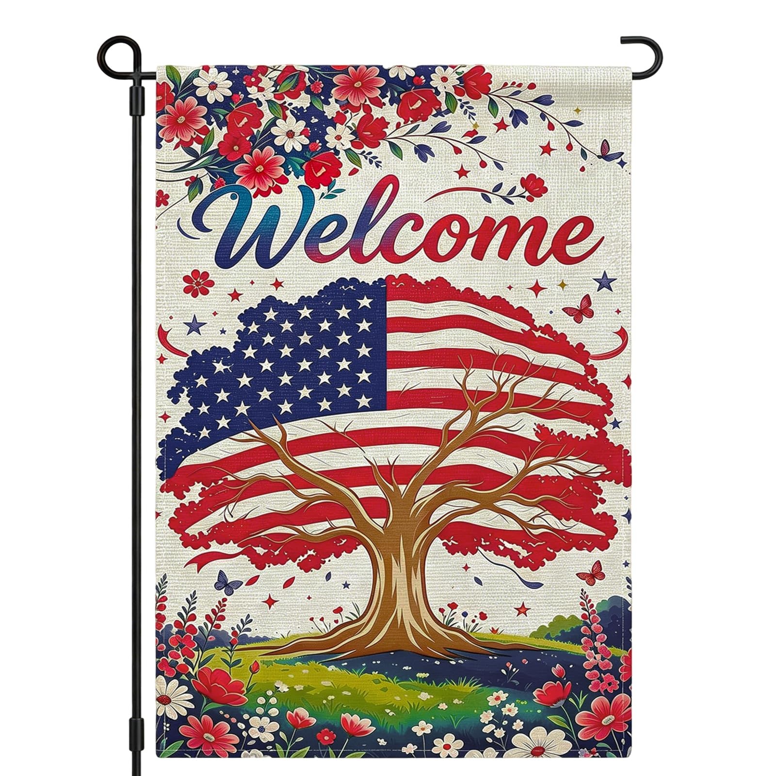 4th of July Garden Flags America Patriotic Welcome Home Red White and Blue Decor