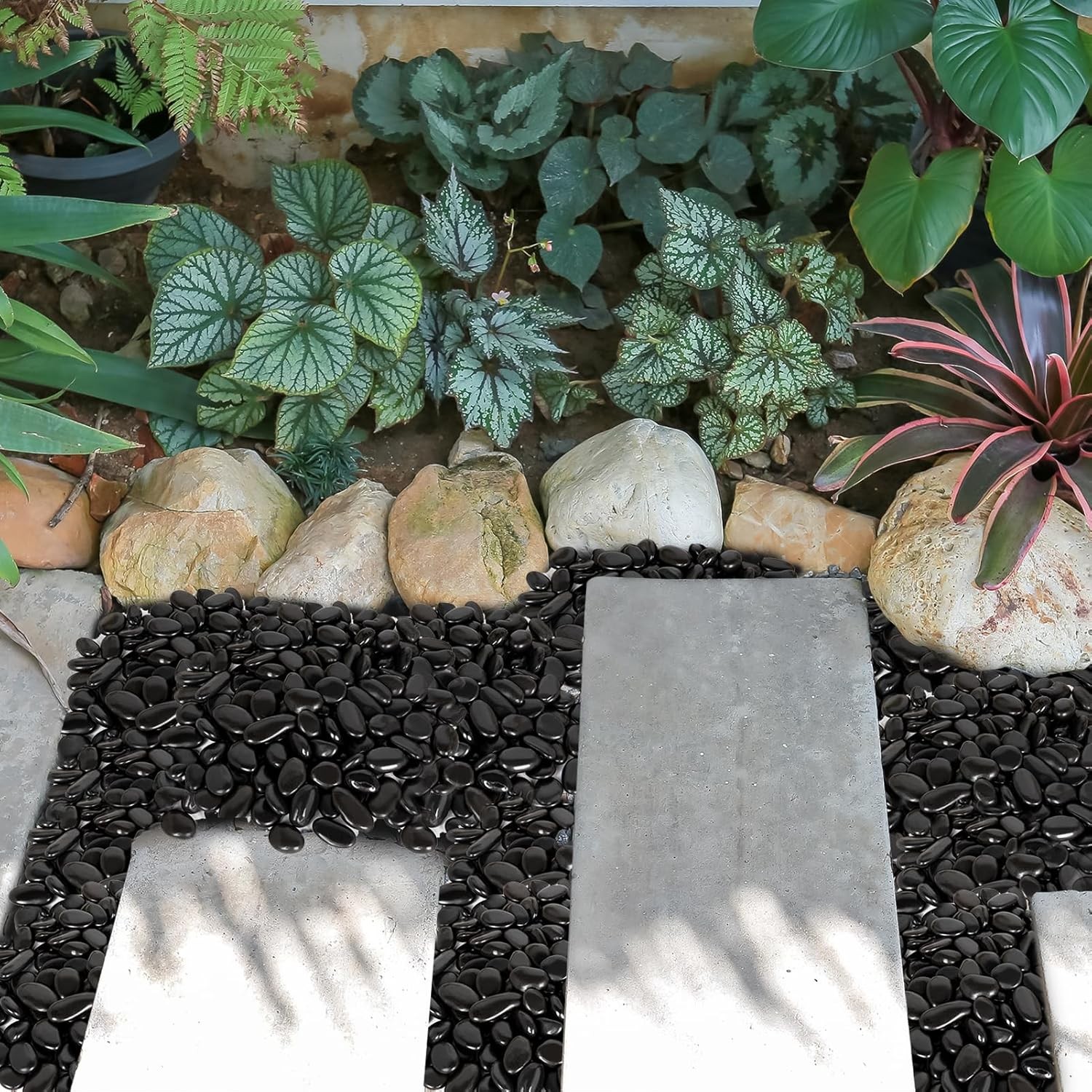 NEW 15lb Black River Rocks 1-2 Inch Polished Pebbles for Garden Landscaping US