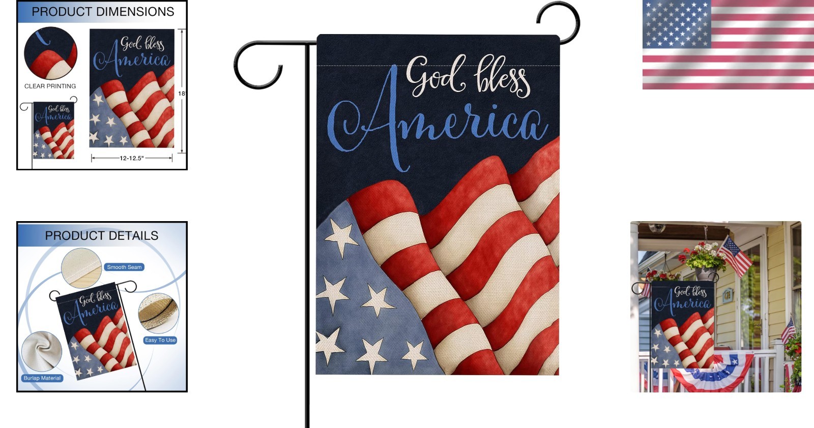 Durable 12×18 God Bless America Garden Flag – Perfect for July 4th Celebration