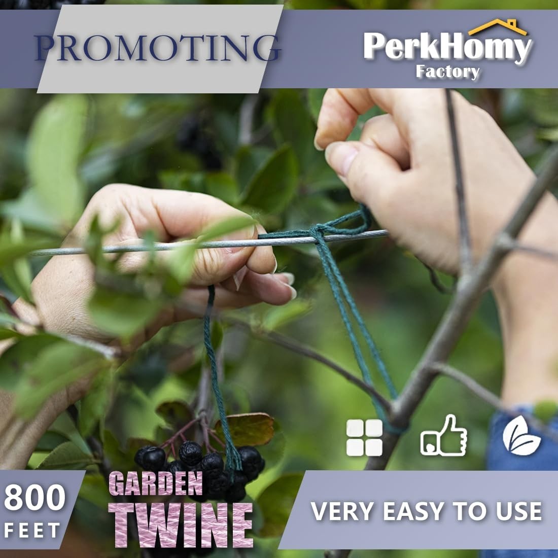800FT Garden Twine 3mm Plant String, Stock Tie Green Roll Natural Fiber