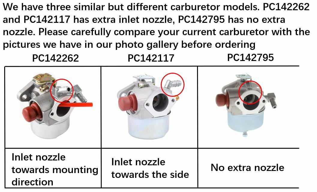PC142262 Carburetor For TECUMSEH 4.5HP 5HP 5.5HP 6HP 6.5HP 6.75HP Lawnmowers