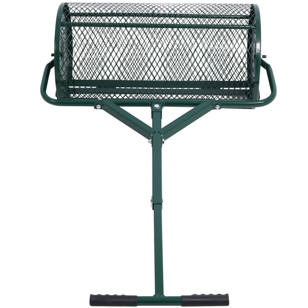 Peat Moss Spreader Compost Metal Mesh Lawn Garden Care Manure Spreader Roller