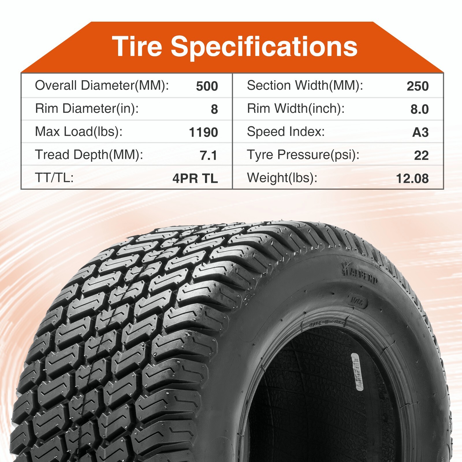 Set 2 20×10-8 Lawn Mower Tires 4Ply Heavy Duty 20x10x8 Garden Tractor Tubeless