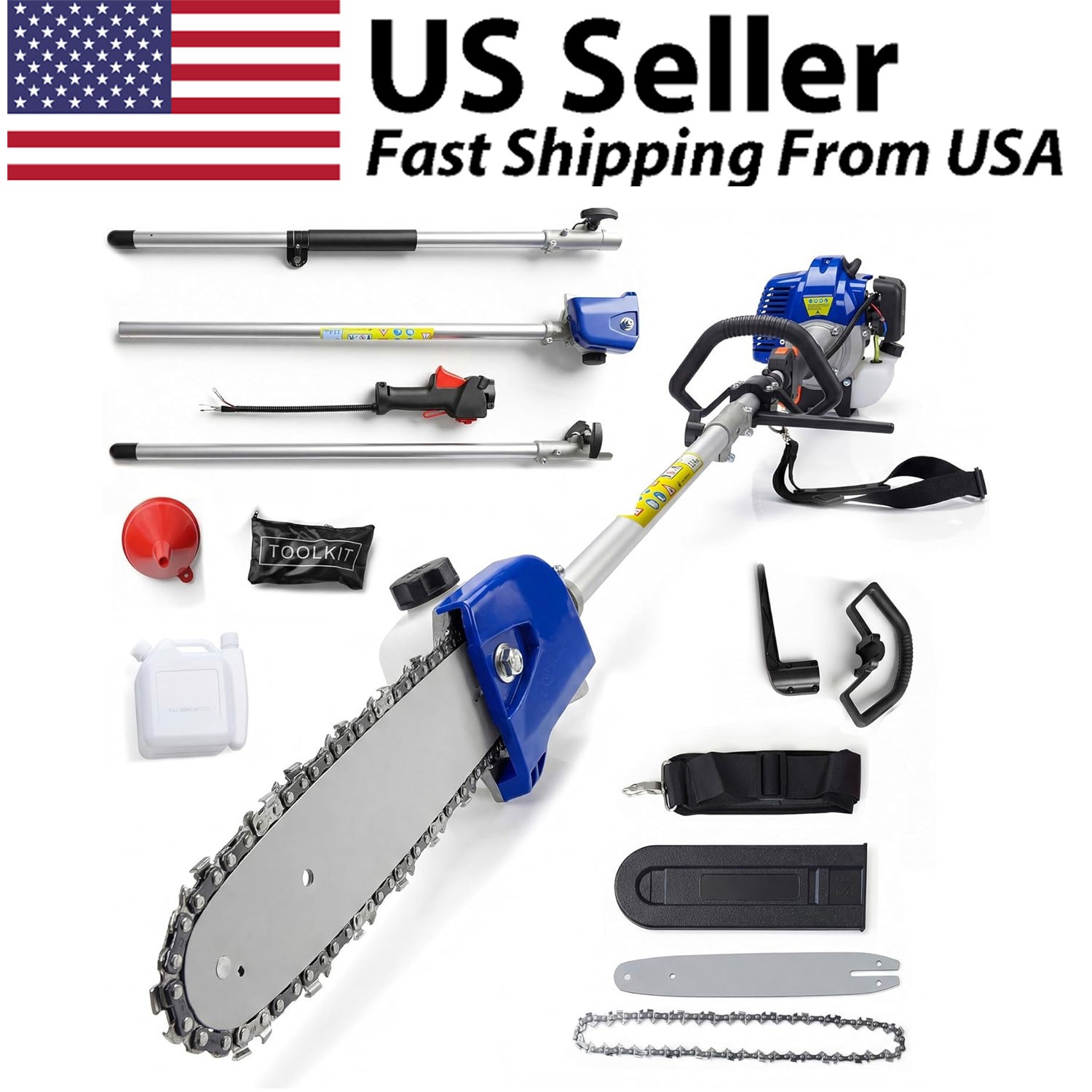 52CC Pole Saw 2 Stroke Gas Powered 16 Ft Triming Height for Tree Trimming Branch