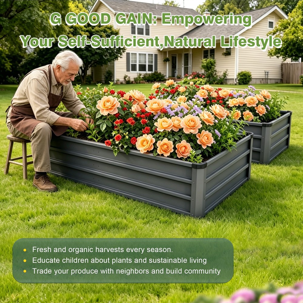 Large Galvanized Metal Garden Bed for Backyard Plants & Veggies