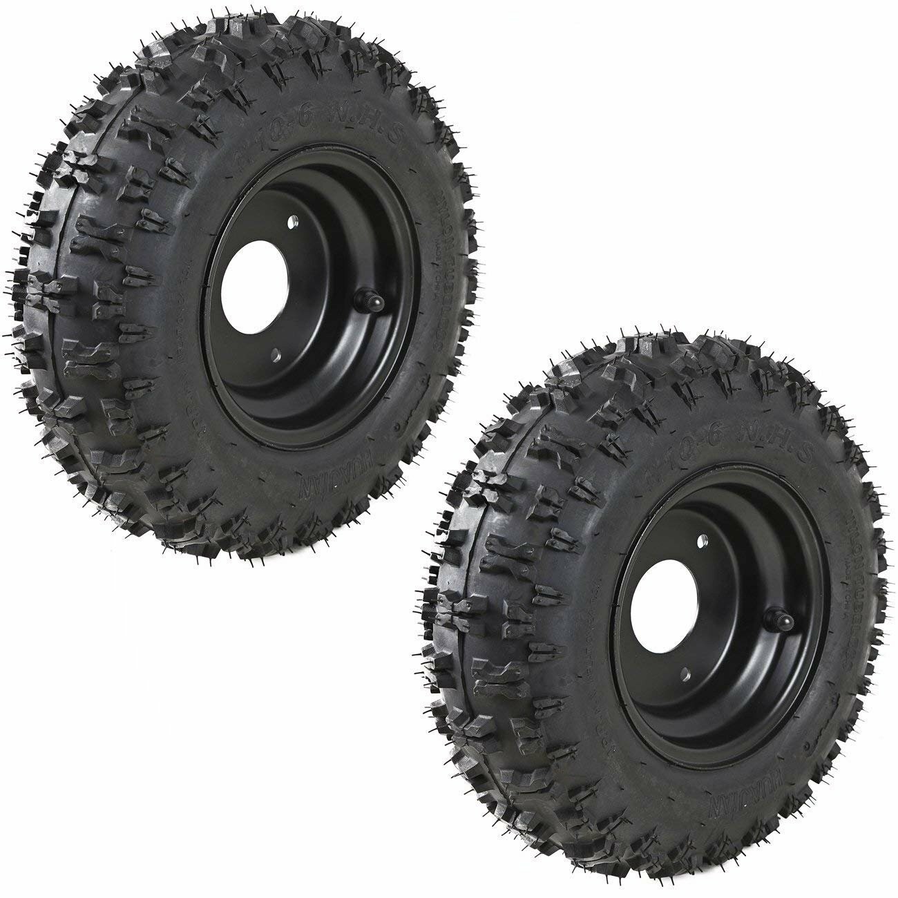 Two 6″ inch 4.10-6 Tire 3 Stud Rim Wheel Assembly for Snow Blower Thrower ATV