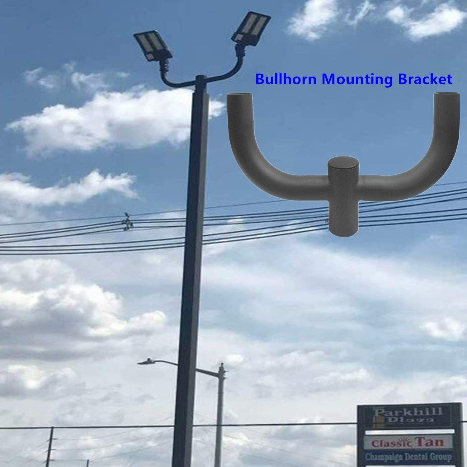 Double Bullhorn Bracket 180 Degree Mounting Bracket for 2 LED Shoebox Lights