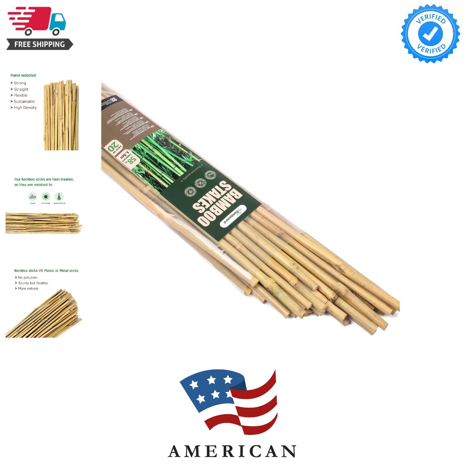 Bamboo Stakes for Plants, Natural Bamboo Plants Stakes 5 Feet, Garden Stakes …