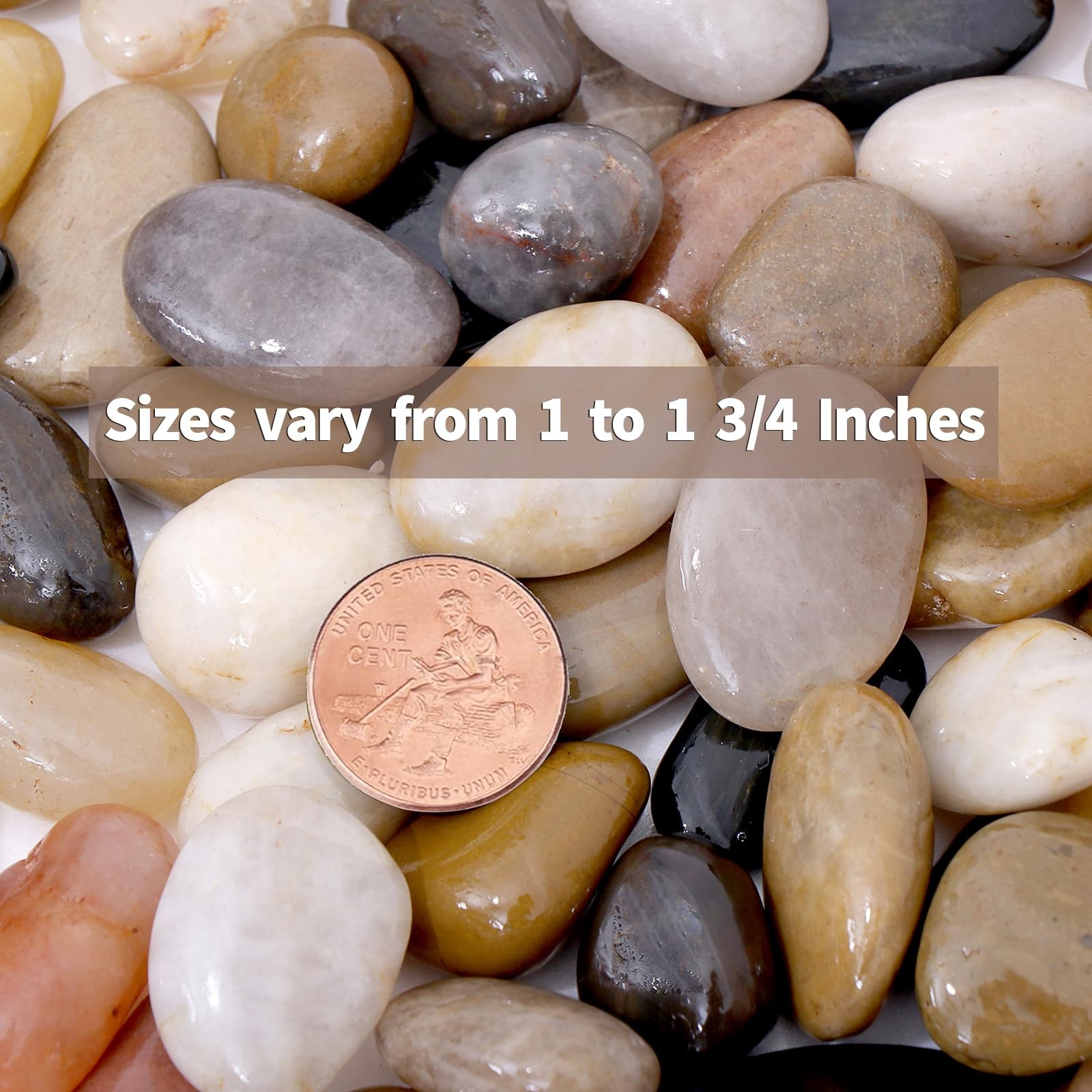 15LB River Rocks for Plants – Decorative Polished Stones for Garden Decor