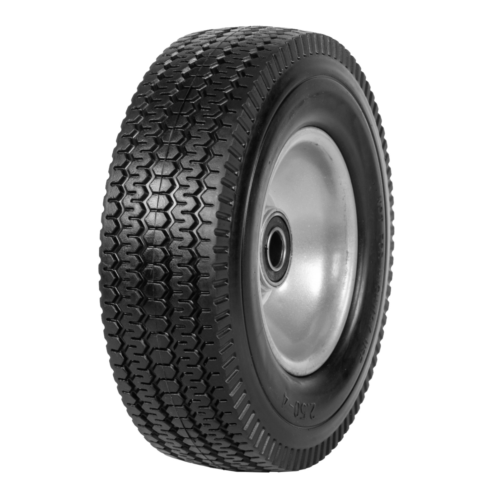Two 2.50-4 Solid Flat Free Tires and Wheels for Hand Truck Garden Wagon Trolley