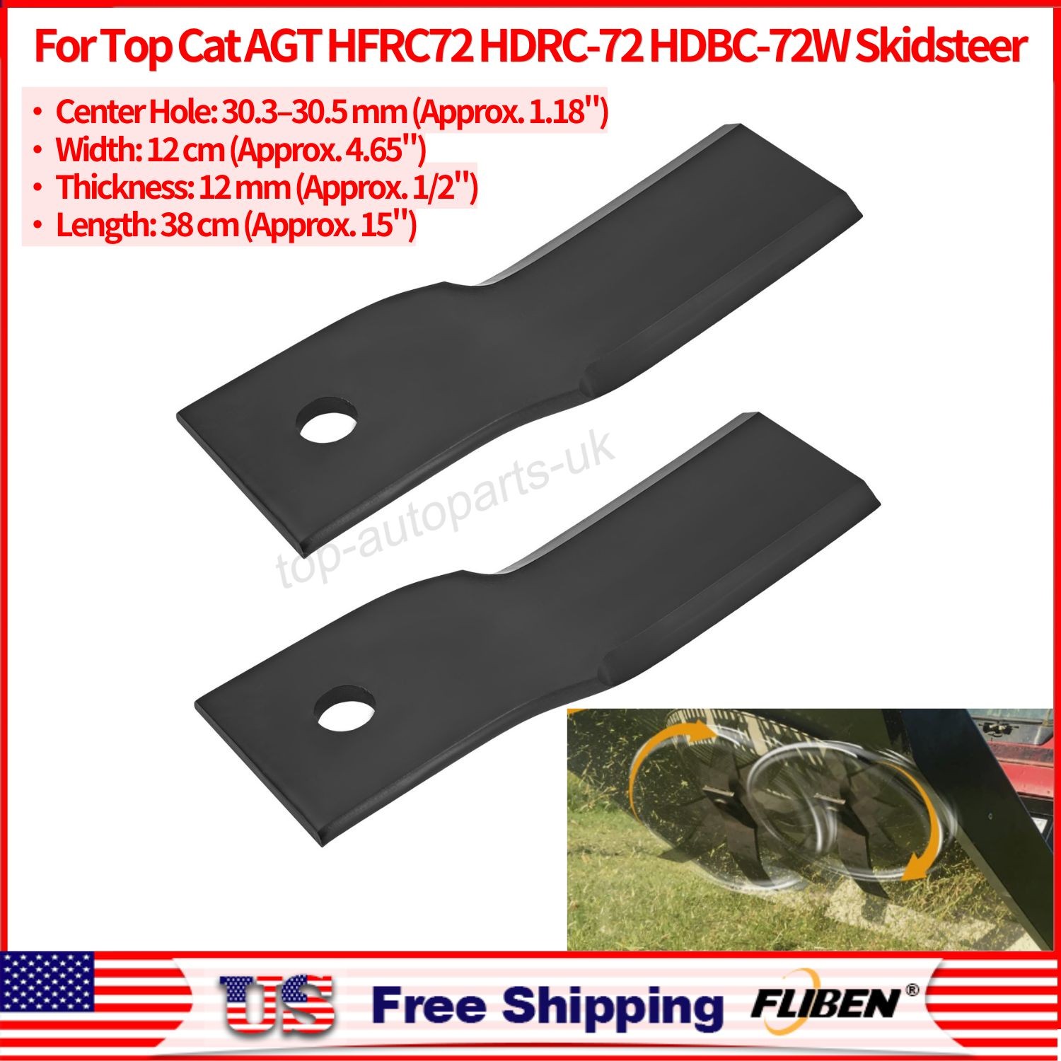 Skid Steer Brush Cutter Blades 2X Heavy Duty For Top Cat AGT HFRC72 HDRC-72 NEW