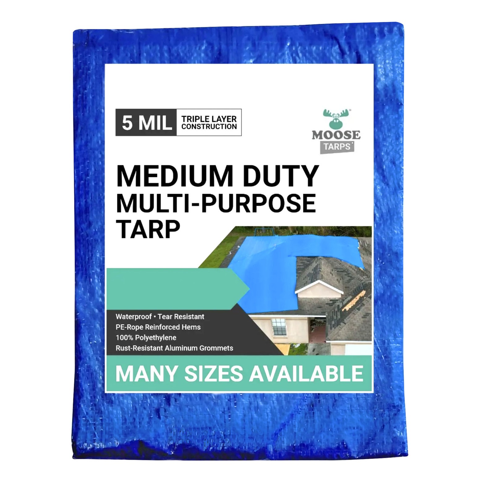 Waterproof Tarp 40×60 Blue Poly 5 Mil Tarpaulin Multipurpose Outdoor Cover