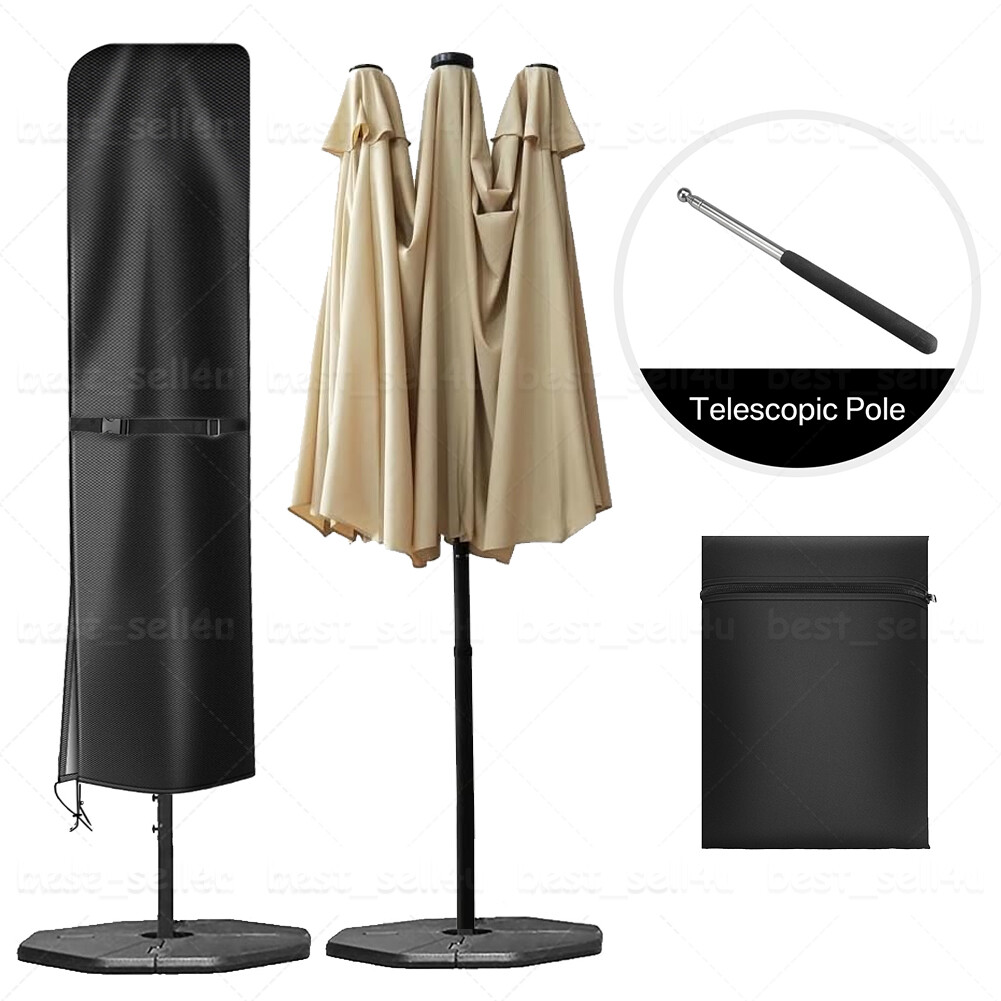 Patio Umbrella Cover with Rod for 8 to 15 Ft Umbrellas / Double-Sided Umbrellas