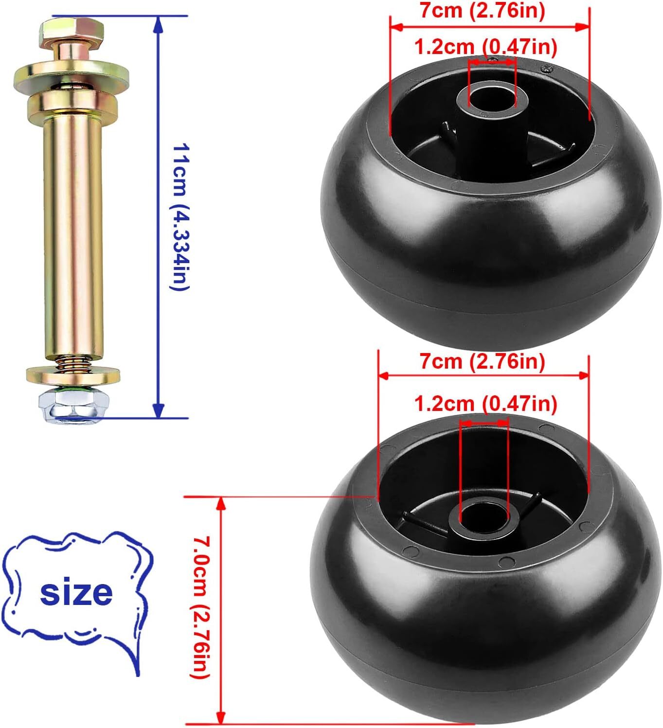 4x Mower Deck Wheels Kit For Exmark 103-3168 116-9981 Kubota Anti Scalp Wheel