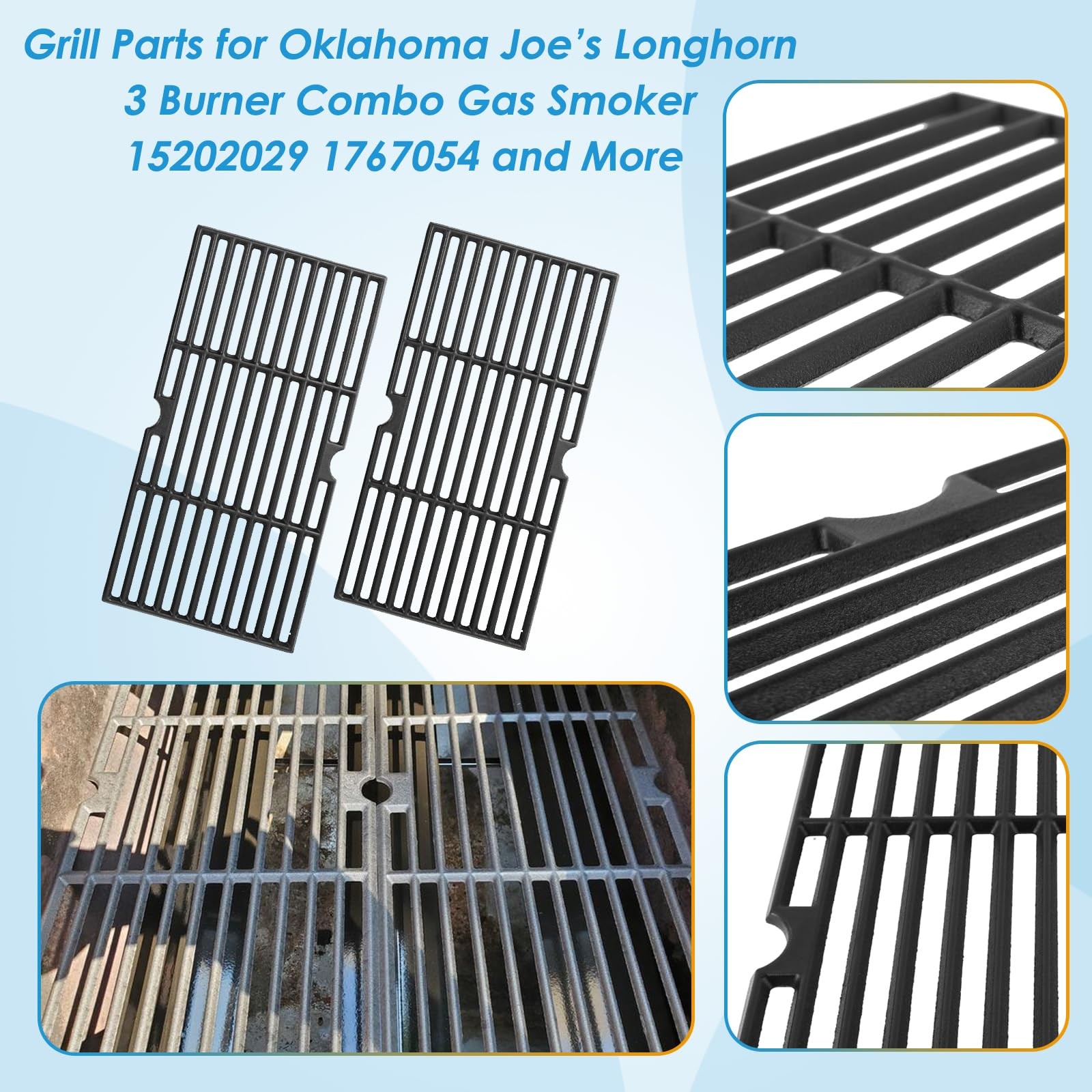BBQration Grill Parts for Oklahoma 4-Pack Grates Kit, black and silver