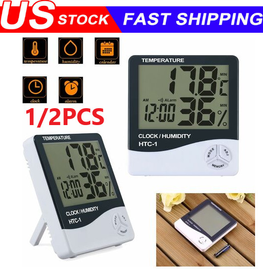 THERMOMETER INDOOR Digital LCD Hygrometer Temperature Humidity Meter Alarm Clock