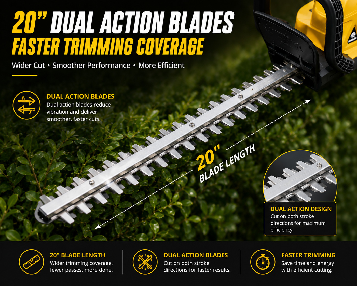 20V Hedge Trimmer Cordless For DeWalt 20V MAX Battery Adjustable Head Tool Only
