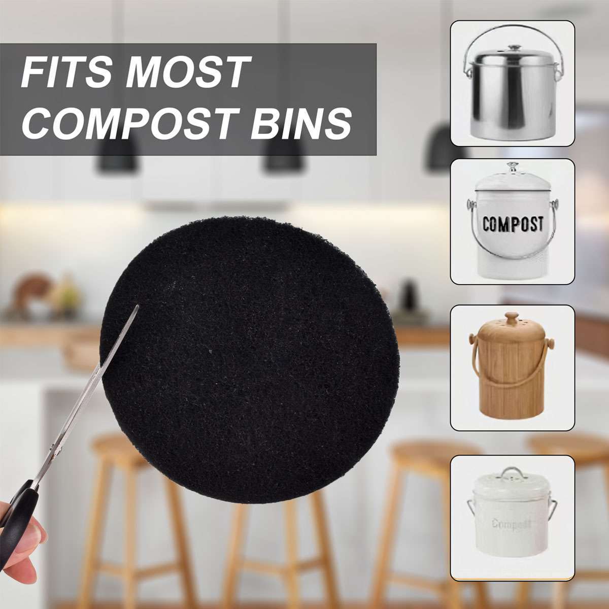 6/12Pack Compost Bin Charcoal Filters Round Compost Bucket 6.7 inches 10mm thick
