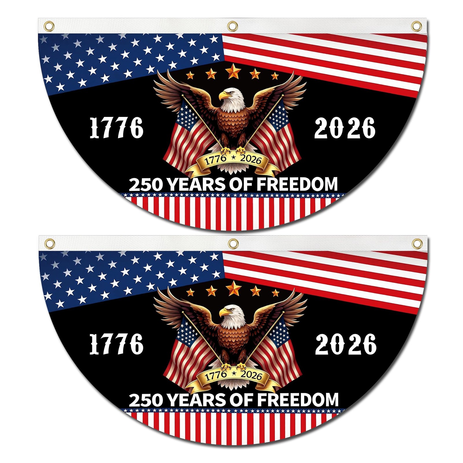 2 Pack 250 Years Anniversary Fan Flags 1.5 x 3 Ft Patriotic Outdoor Decor Set