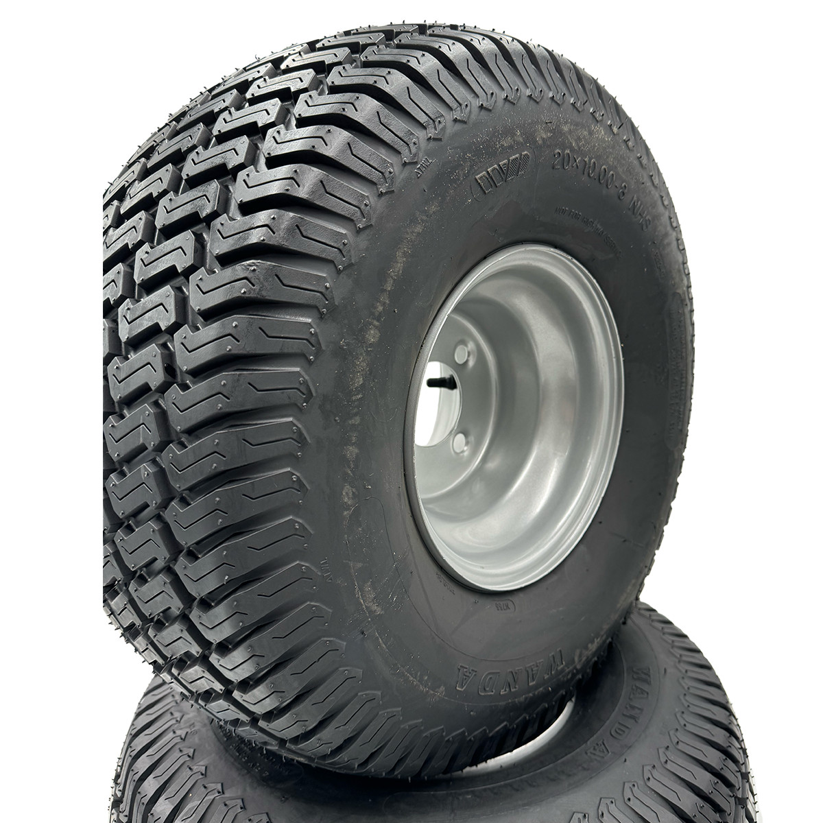 Set of 2 – Silver 20×10.00-8 Lawn Mower Tire and Rim (Compatible with Husqvarna)