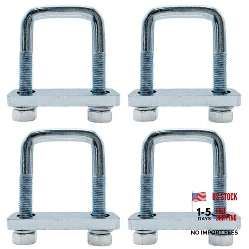 4 Pack Square U-Bolt for Trailer- Fits Fits Up To 1-3/4 Inch Wide Leaf Springs