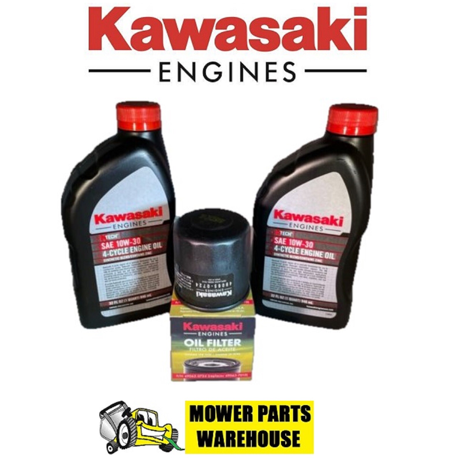 GENUINE OEM KAWASAKI OIL CHANGE KIT (2) 99969-6081 10W-30 & 49065-0724 FILTER