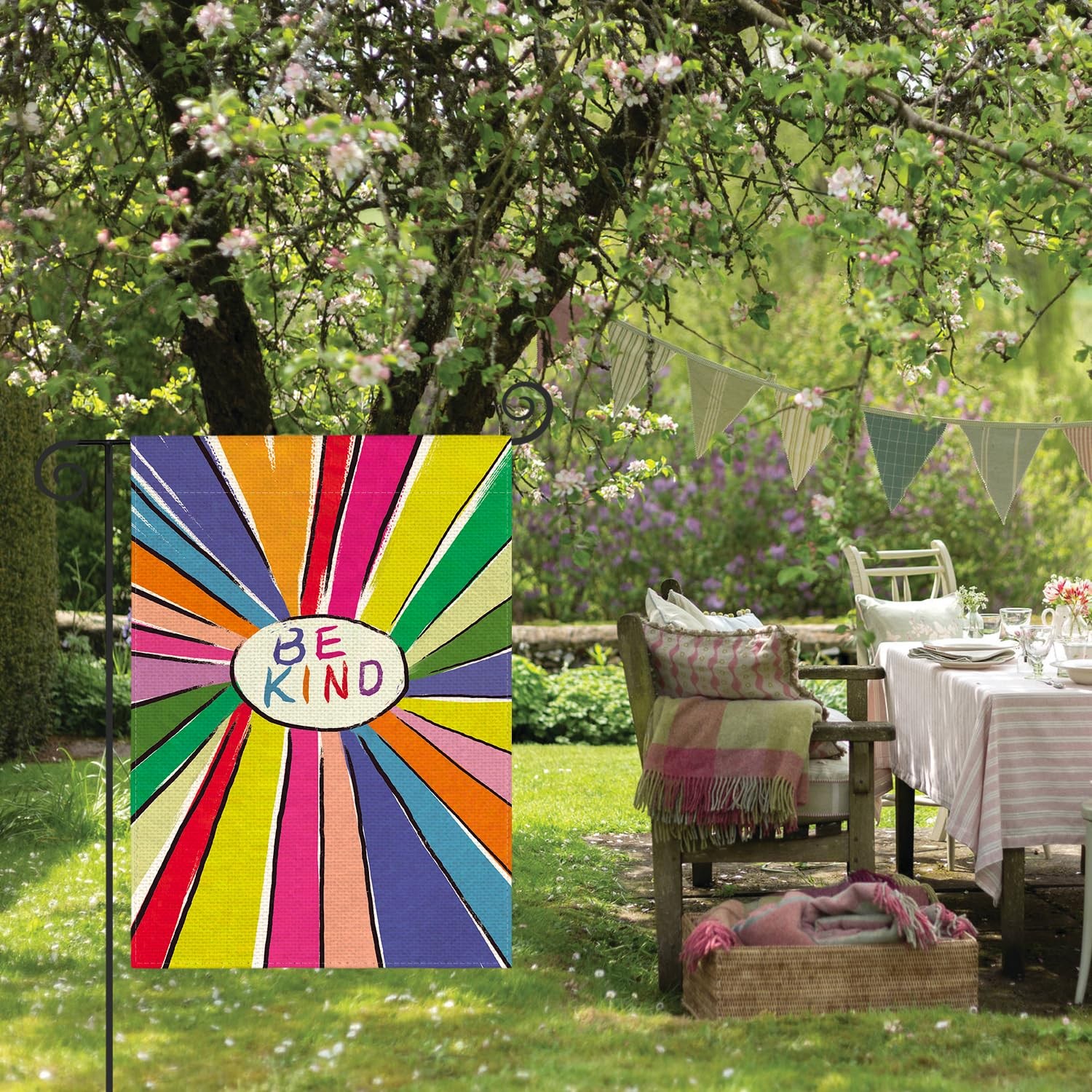 Be Kind Rainbow Sunshine Pride Garden Flag 12 x 18 Inch Yard Decor