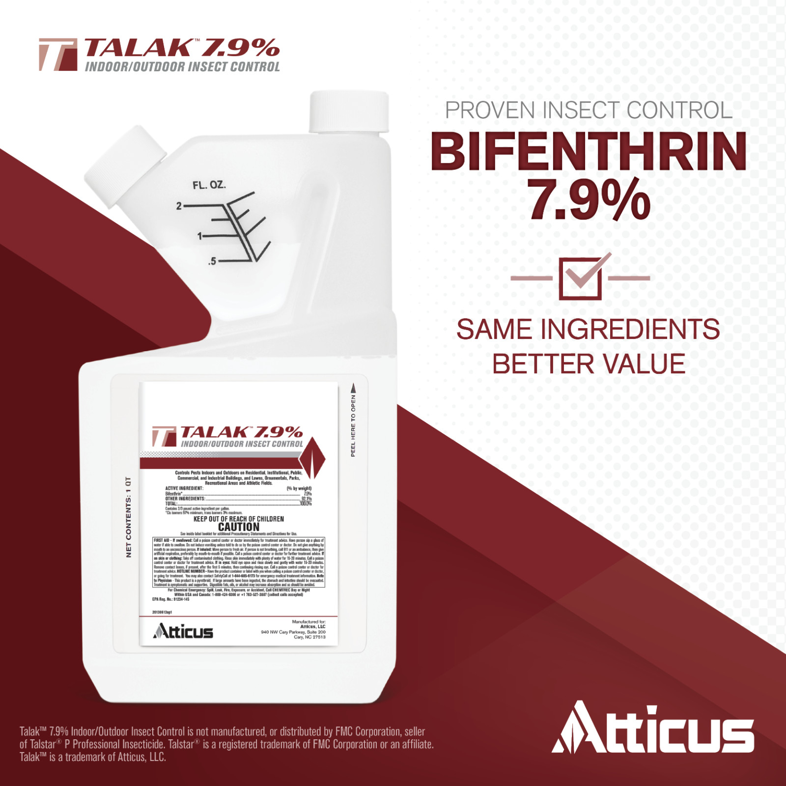 Talak 7.9% Indoor/Outdoor Insect Control – Bifenthrin Concentrate (1 QT)