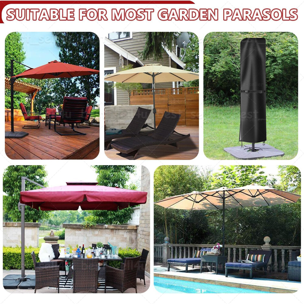 Patio Umbrella Cover with Rod for 8 to 15 Ft Umbrellas / Double-Sided Umbrellas