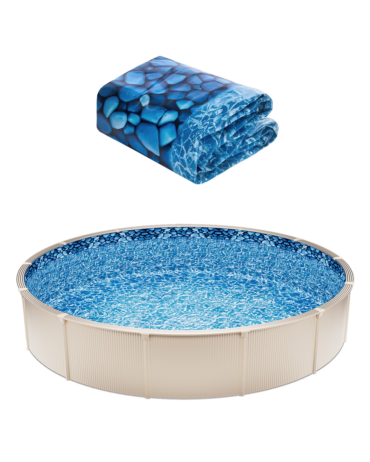 Round Pool Liner 27ft Overlap Style Pool Liner 54in Wall Height Durable