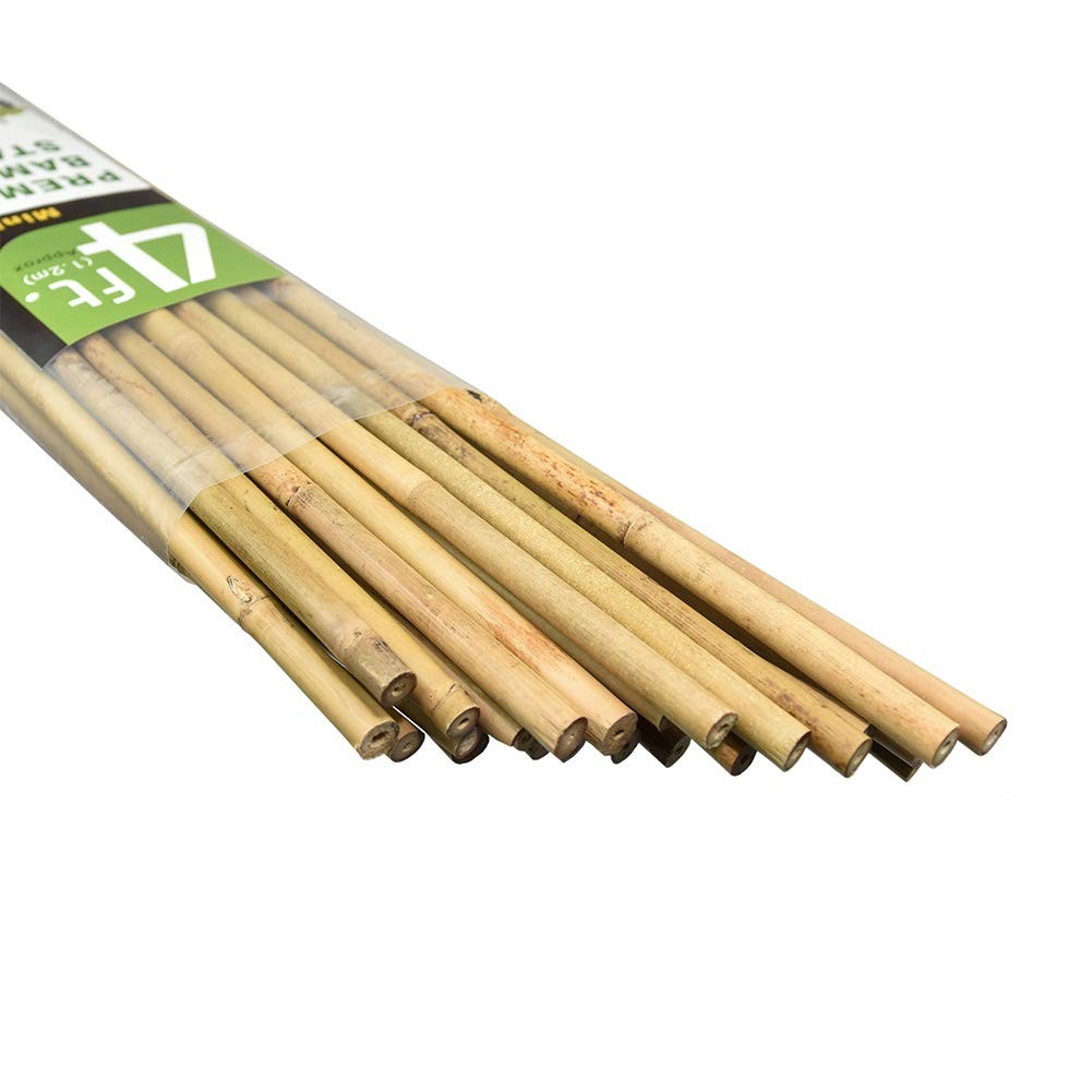 25 Pack Natural Bamboo Poles Plant Support Garden Stakes for Tomatoes 4ft Long