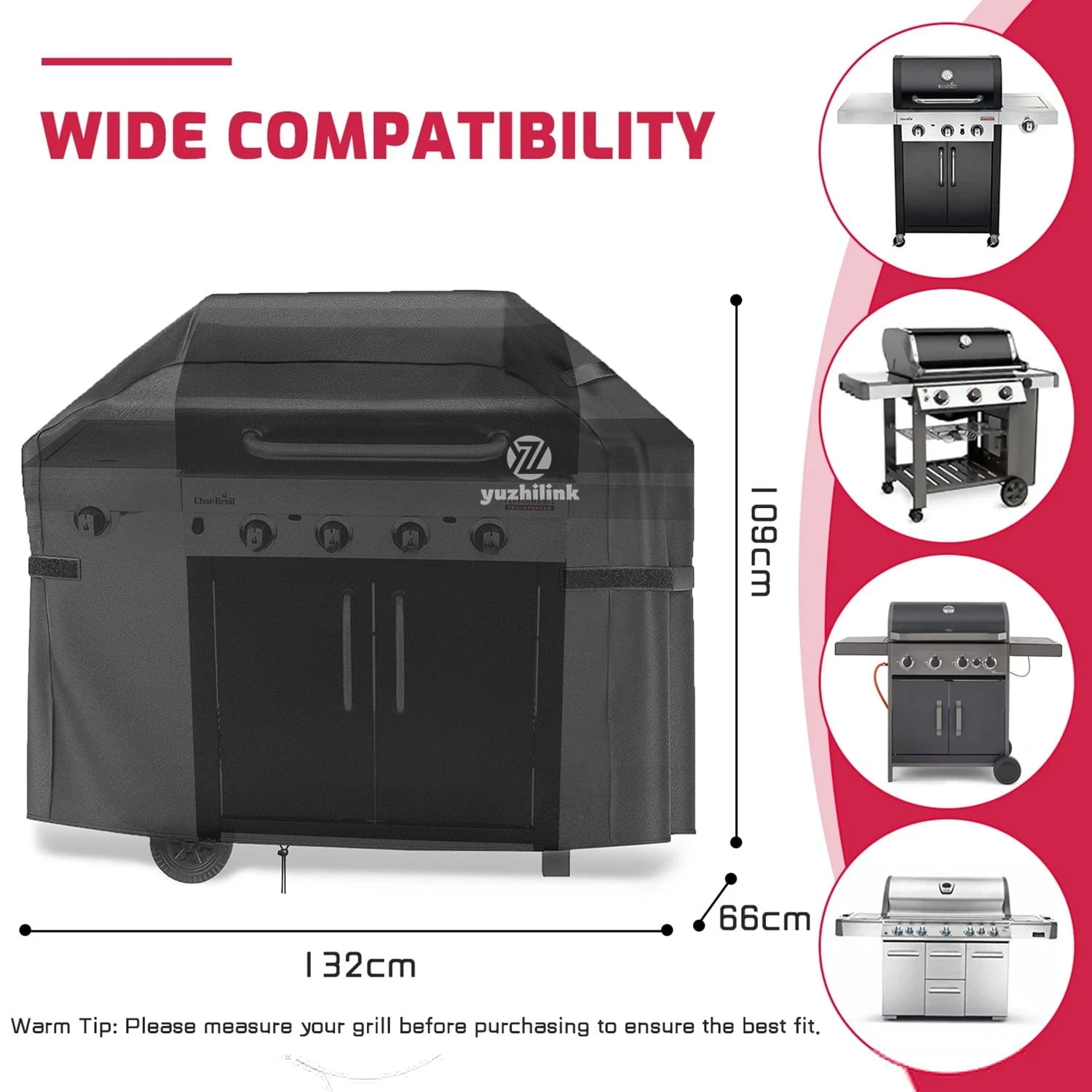 Grill Cover, BBQ Outdoor Grill Covers, Waterproof, Rip-Proof, Weather-Resistant