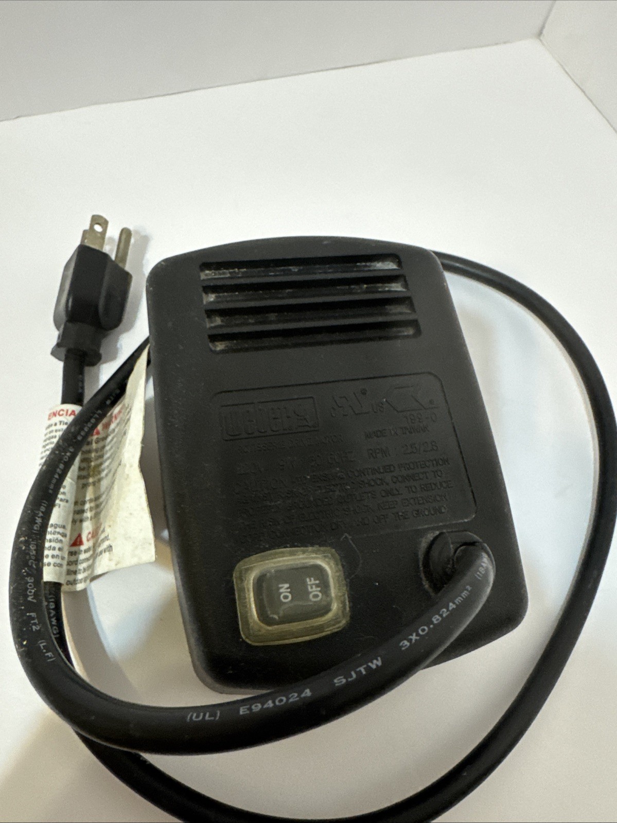 Weber 199 Rotisserie Drive Motor 120 Volts 9 Watt RPM 2.5/2.8 BBQ Grill *Tested*