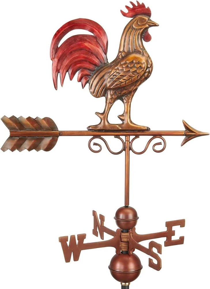 Bantam Red Rooster Weathervane Hand Finished Copper With Multi-Color Patina New