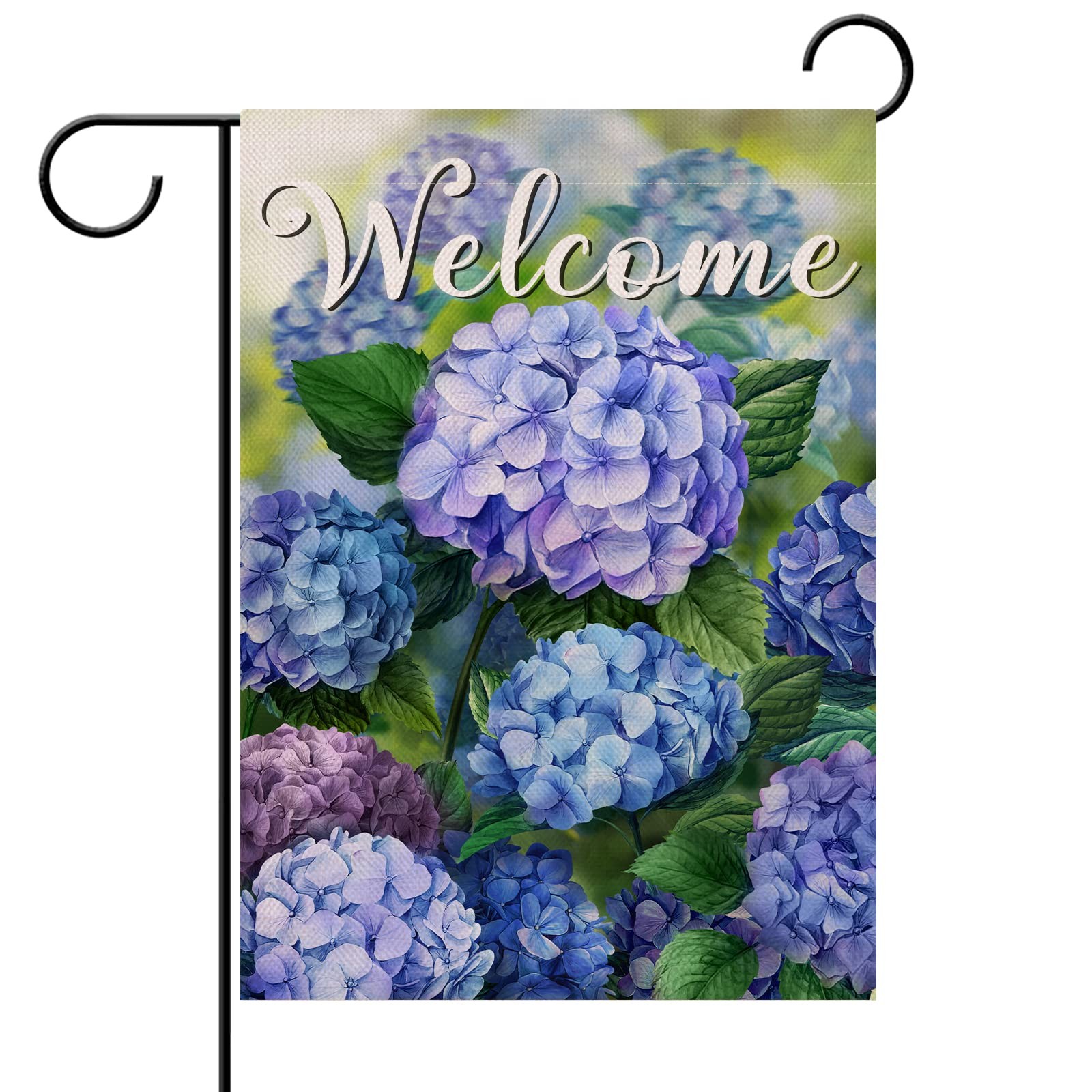 Welcome Spring Floral Flowers Garden Flag Double Sided Hydrangea Decorative Yard