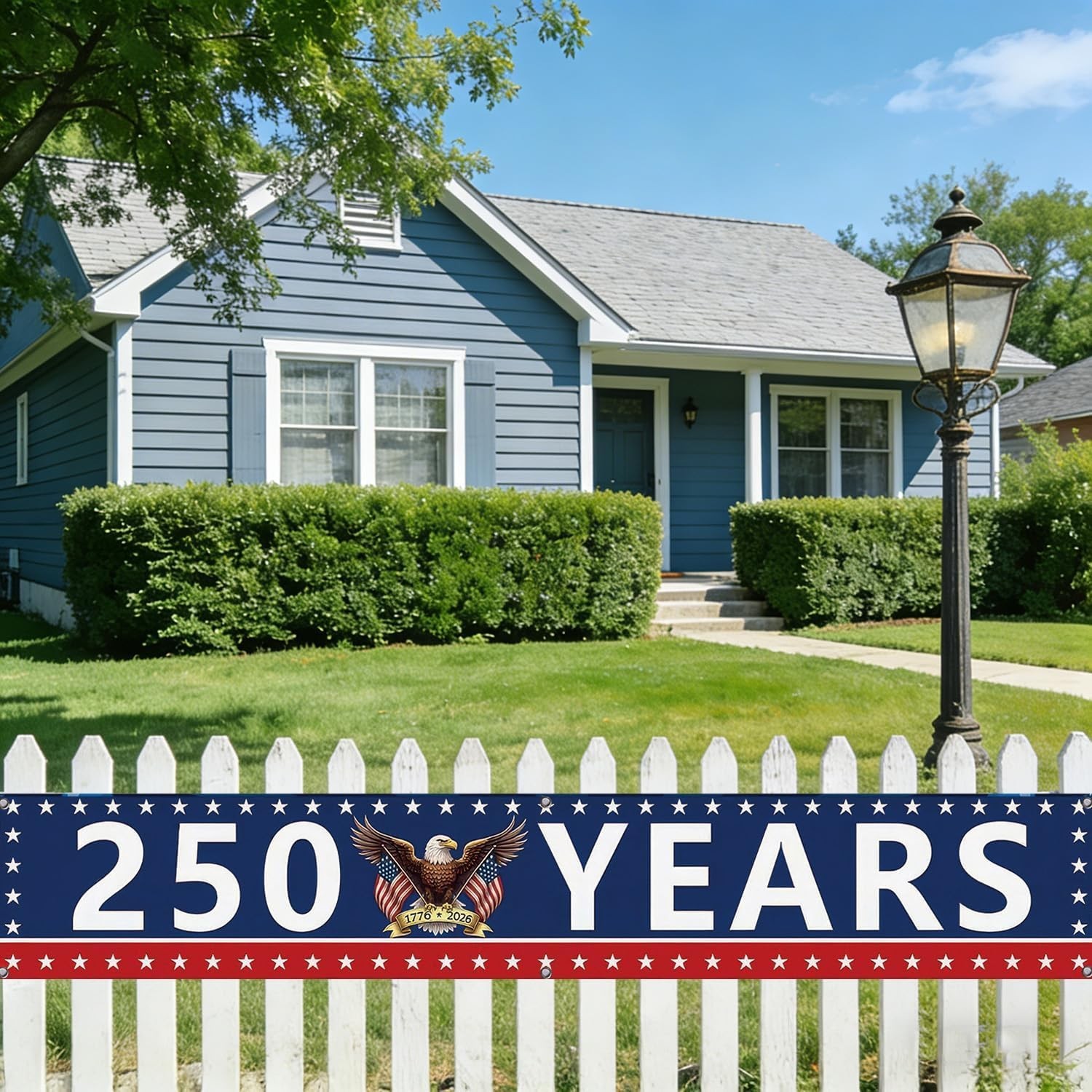 250 Year Anniversary USA Banner Flag 2×10 Ft, 4th of July Decorations 1776-2026