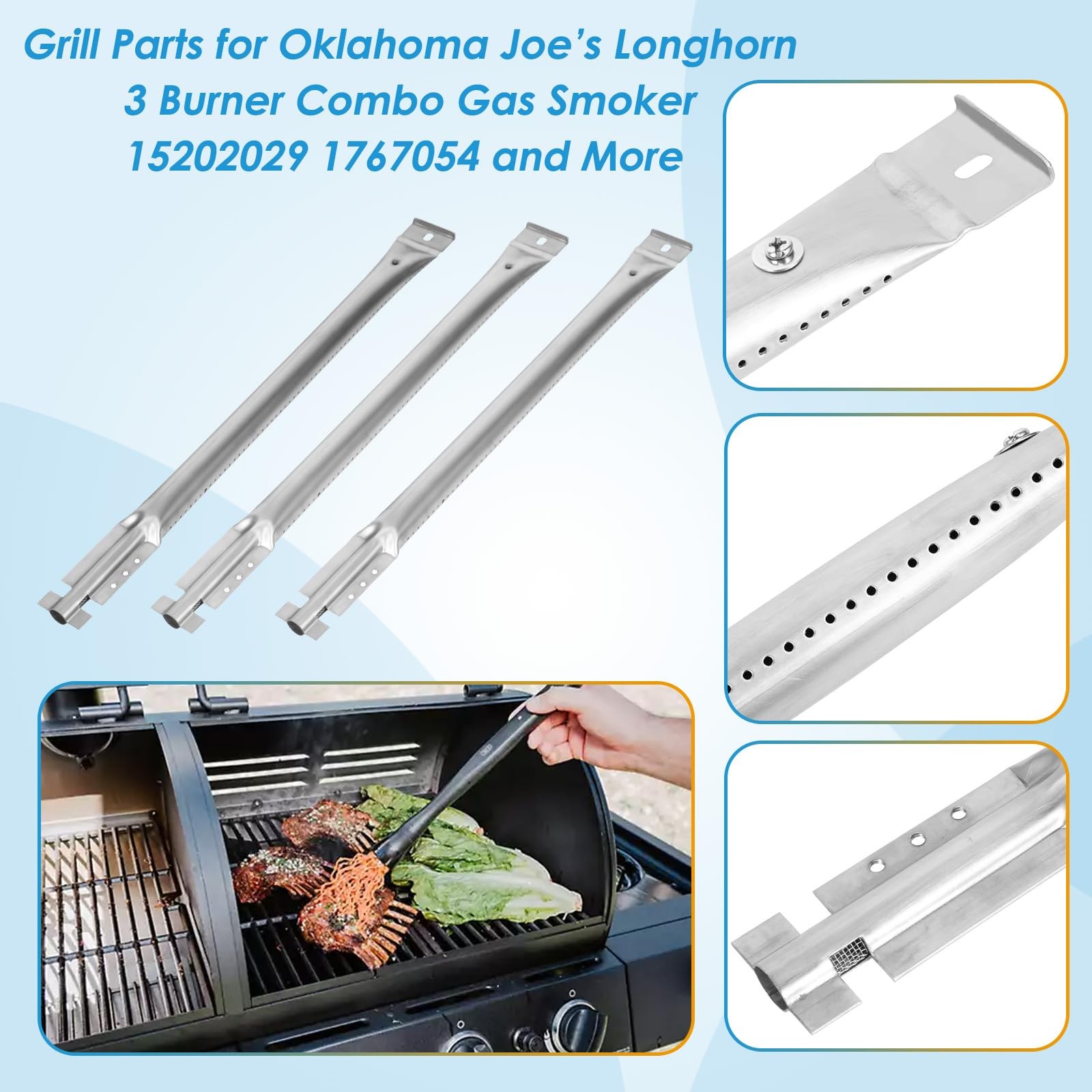BBQration Grill Parts for Oklahoma 4-Pack Grates Kit, black and silver