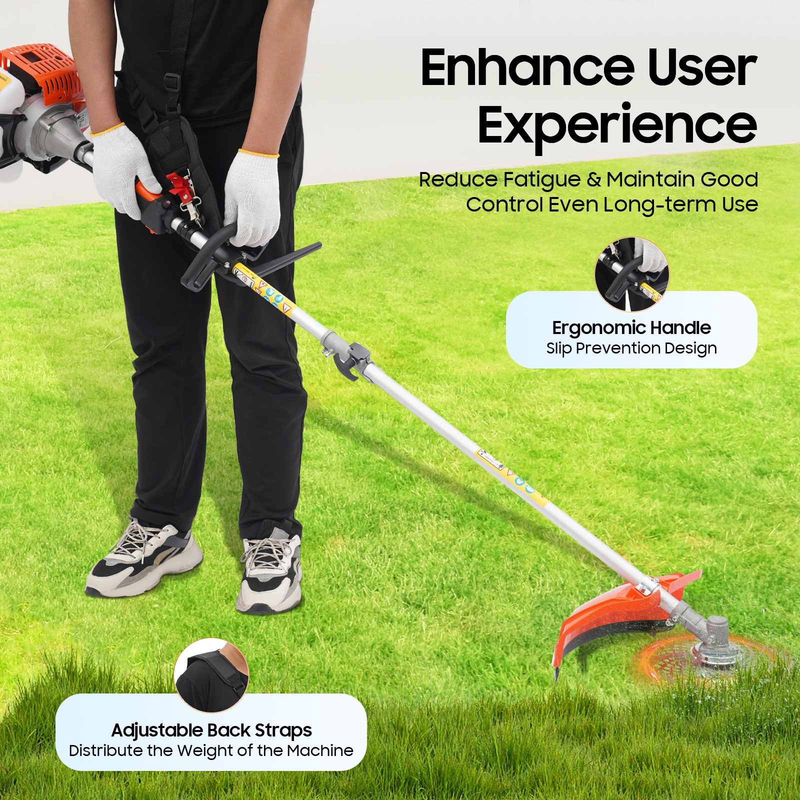 5 in 1 Gas Weed Eater, 2 Stroke 52CC 2.3HP Gasoline Weed Wacker Air Cooled