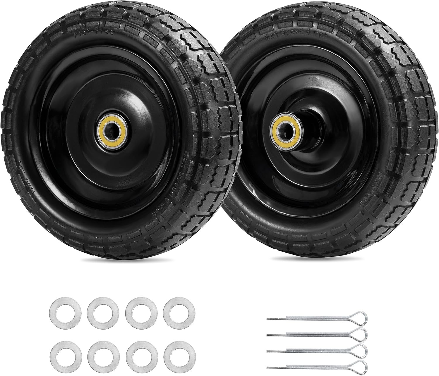 Gorilla Cart Wheels 10″ Flat-free Solid Tire and Wheel Replacement 4.10/3.50-4