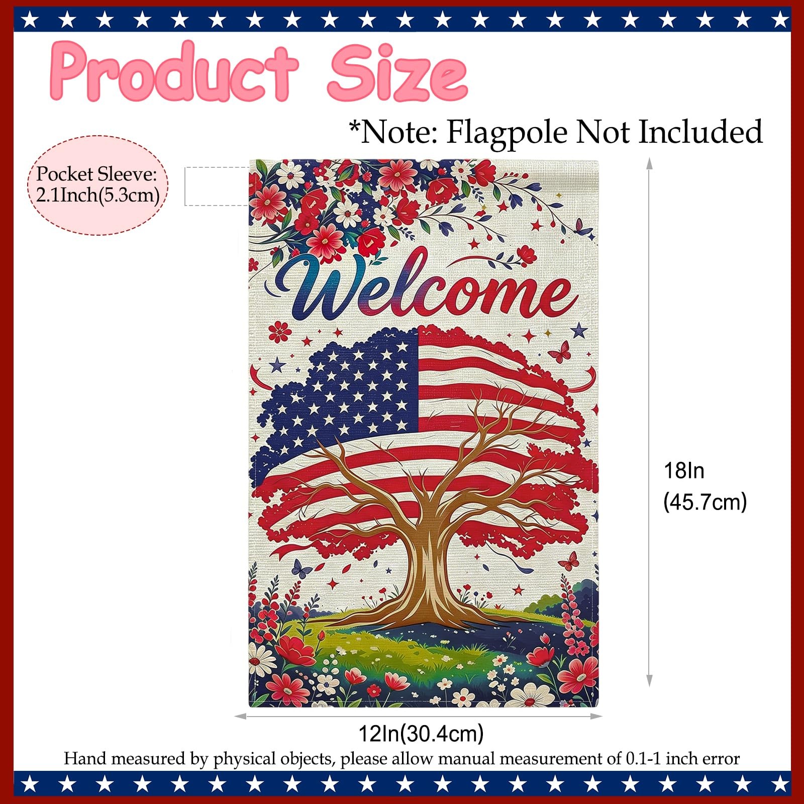 4th of July Garden Flags America Patriotic Welcome Home Red White and Blue Decor