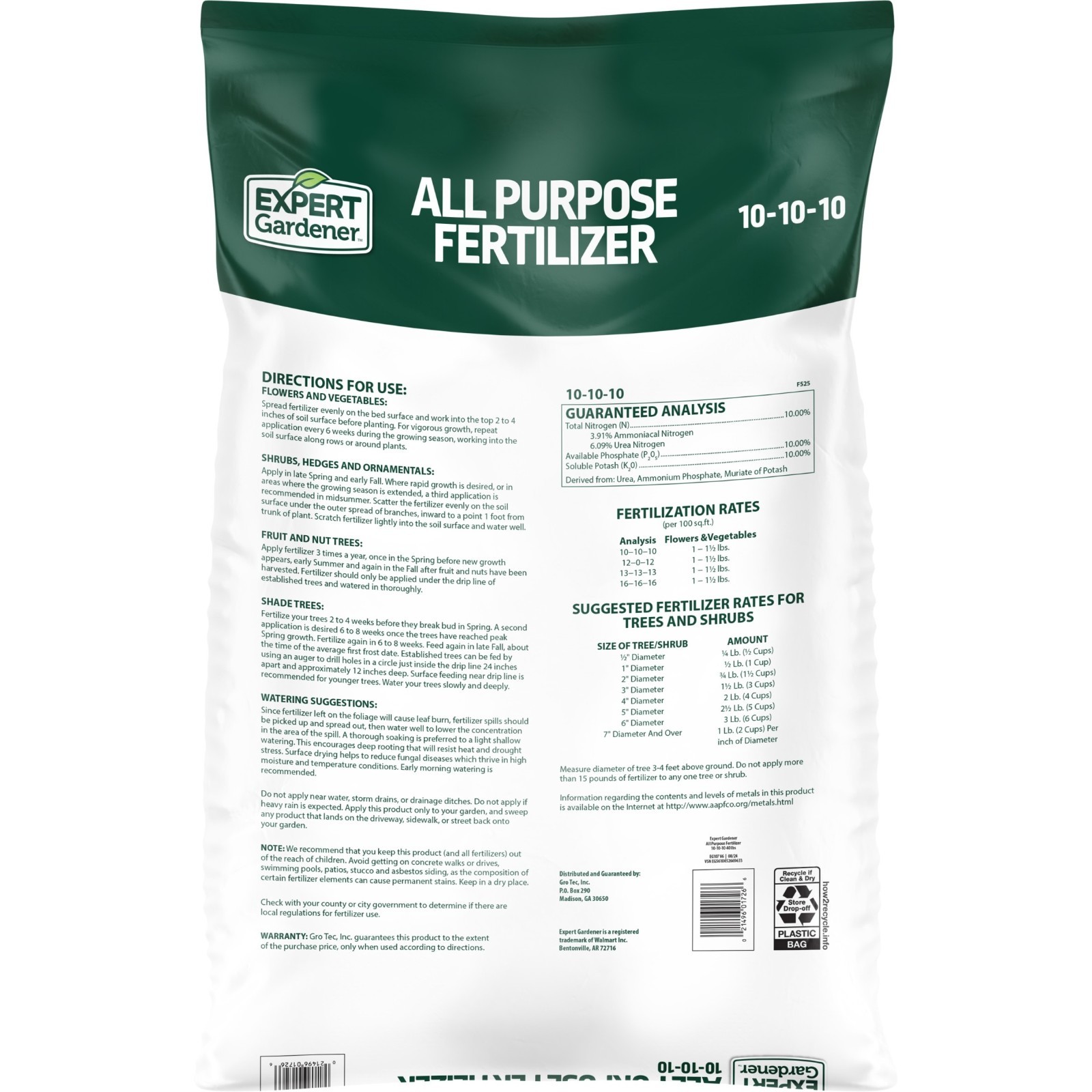 Expert Gardener All Purpose Plant Fertilizer 10-10-10 40 lb Bags 80lb (2 Pack)
