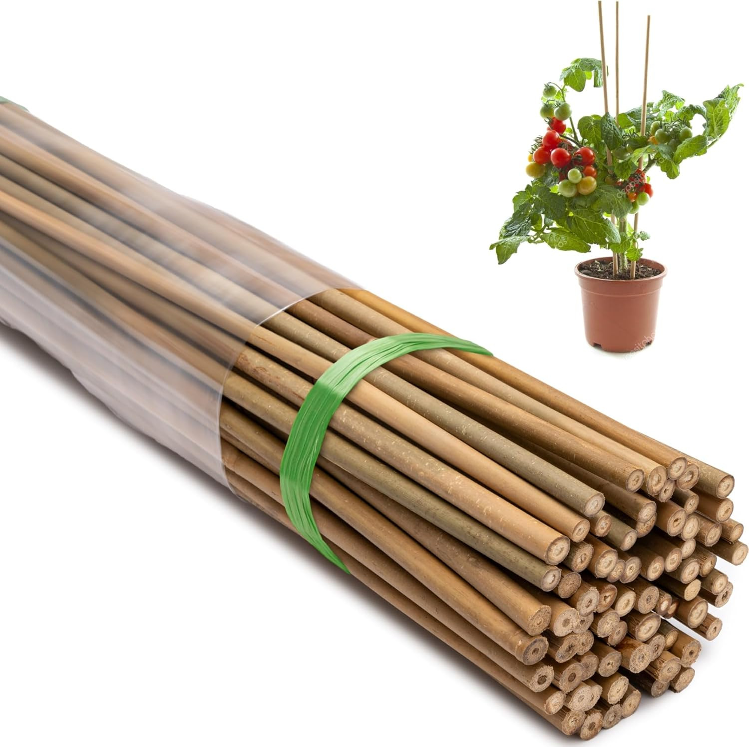 70 Pcs Bamboo Stakes, 5 Feet (57.5Inch) Natural Bamboo Garden Stakes for Plant,