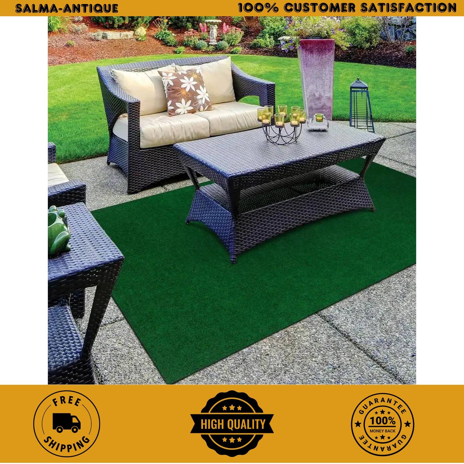 6′ x 8′ Green Artificial Grass Rug Indoor Outdoor Floor Patio Deck Golf Carpet