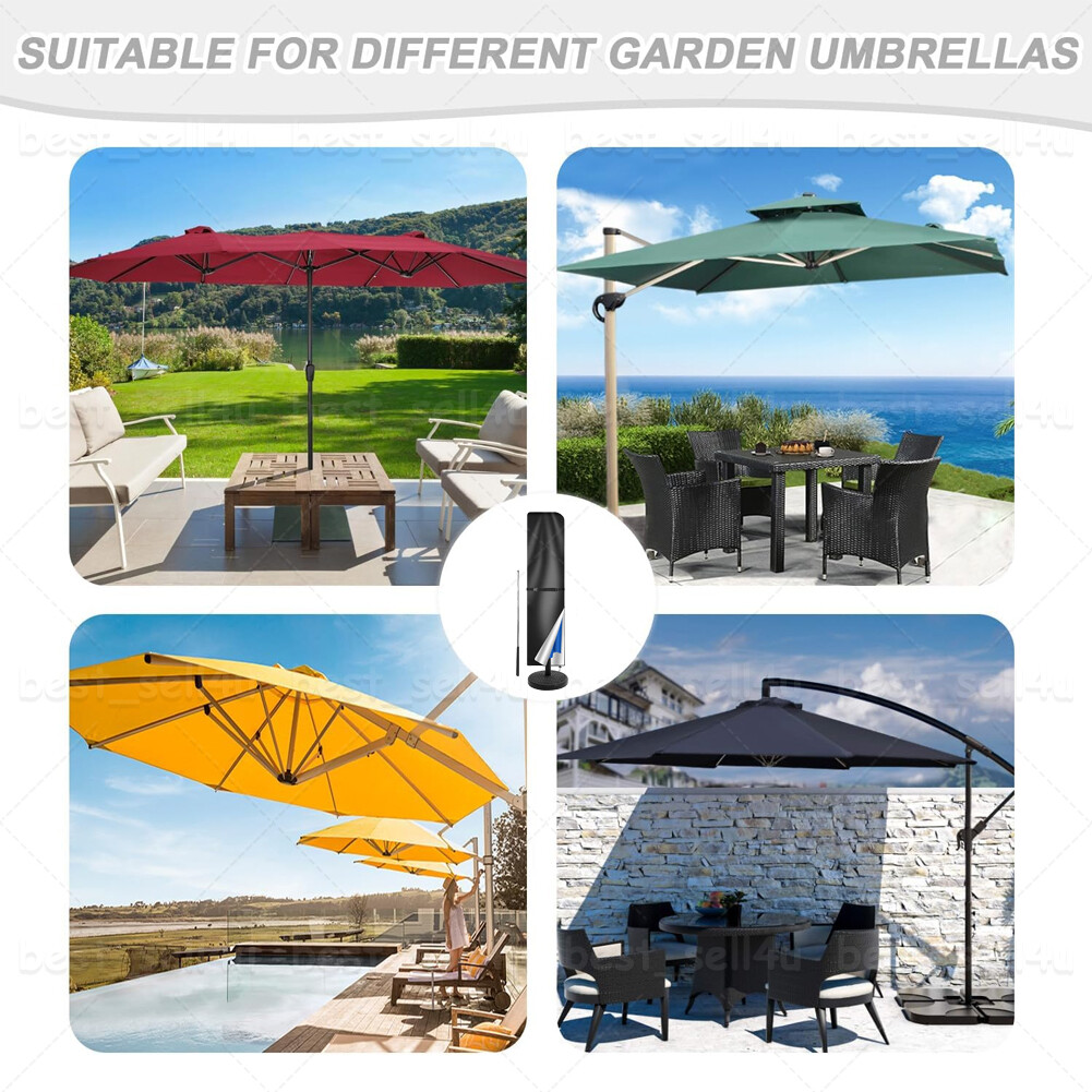 Patio Umbrella Cover with Rod for 8 to 15 Ft Umbrellas / Double-Sided Umbrellas