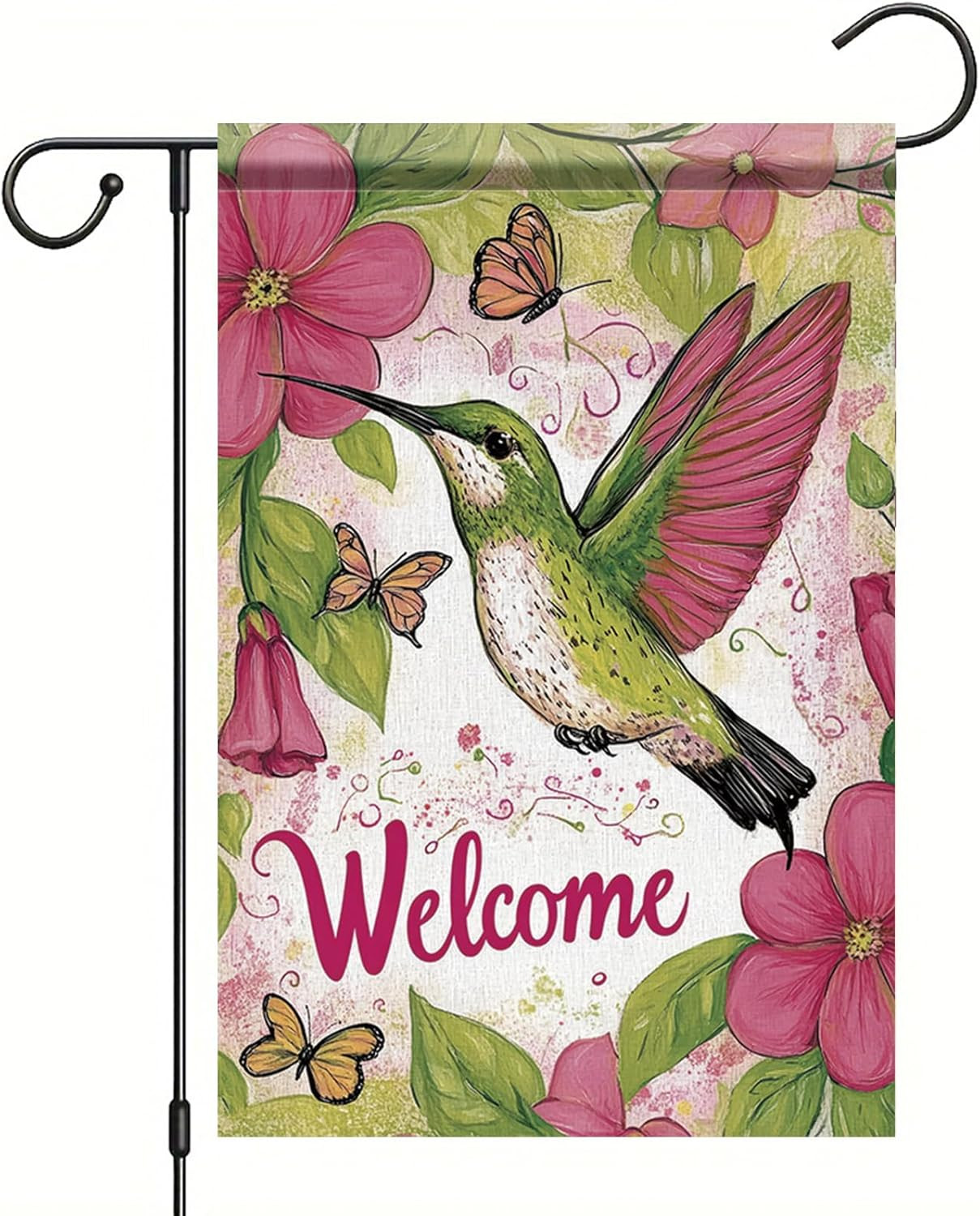 Spring Summer Hummingbird Garden Flag 12×18 Inch Double Sided Hummingbird Floral