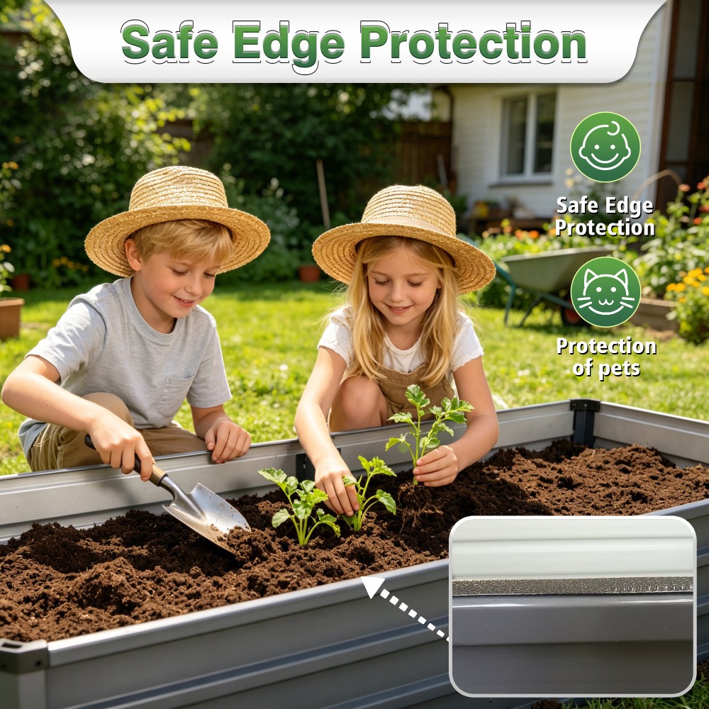 Large Galvanized Metal Garden Bed for Backyard Plants & Veggies