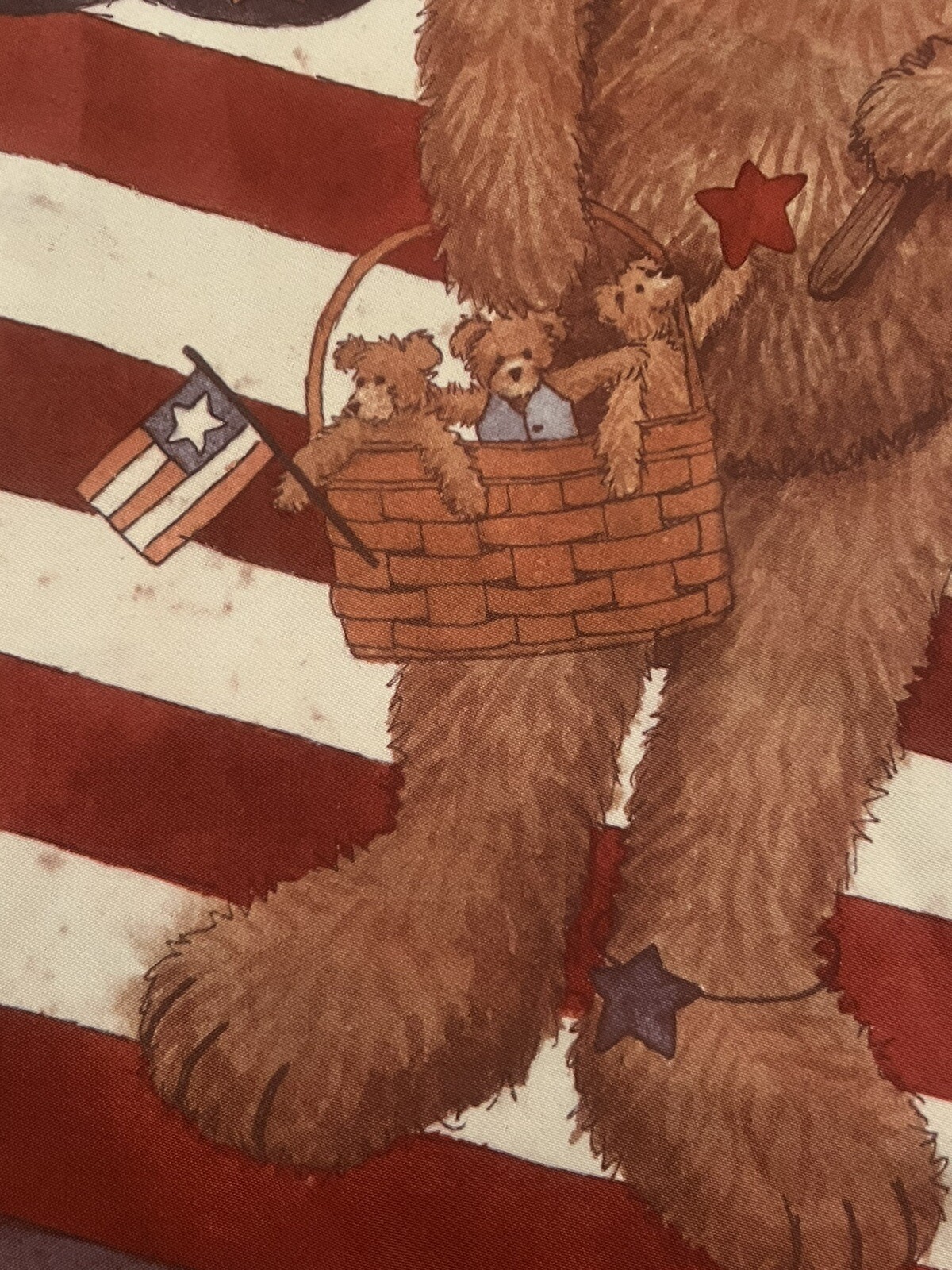 VTG flag decor Toland LIBERTY BEAR TEDDY 24” x 35” JULY 4TH fourth DECOR KOGUT