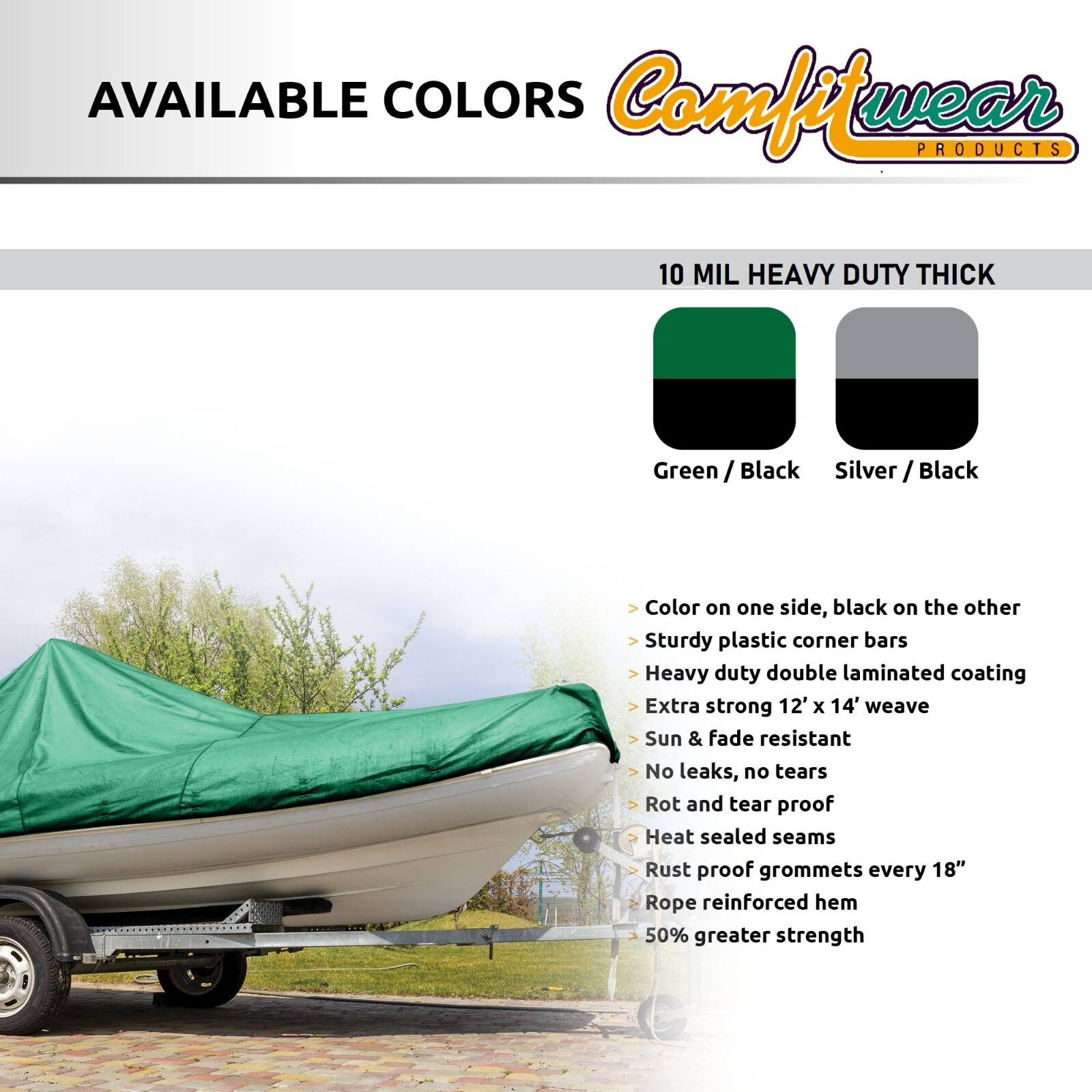 COMFITWEAR Super Heavy Duty Tarp Cover Reinforced Grommet Multi-Use Pool Cover