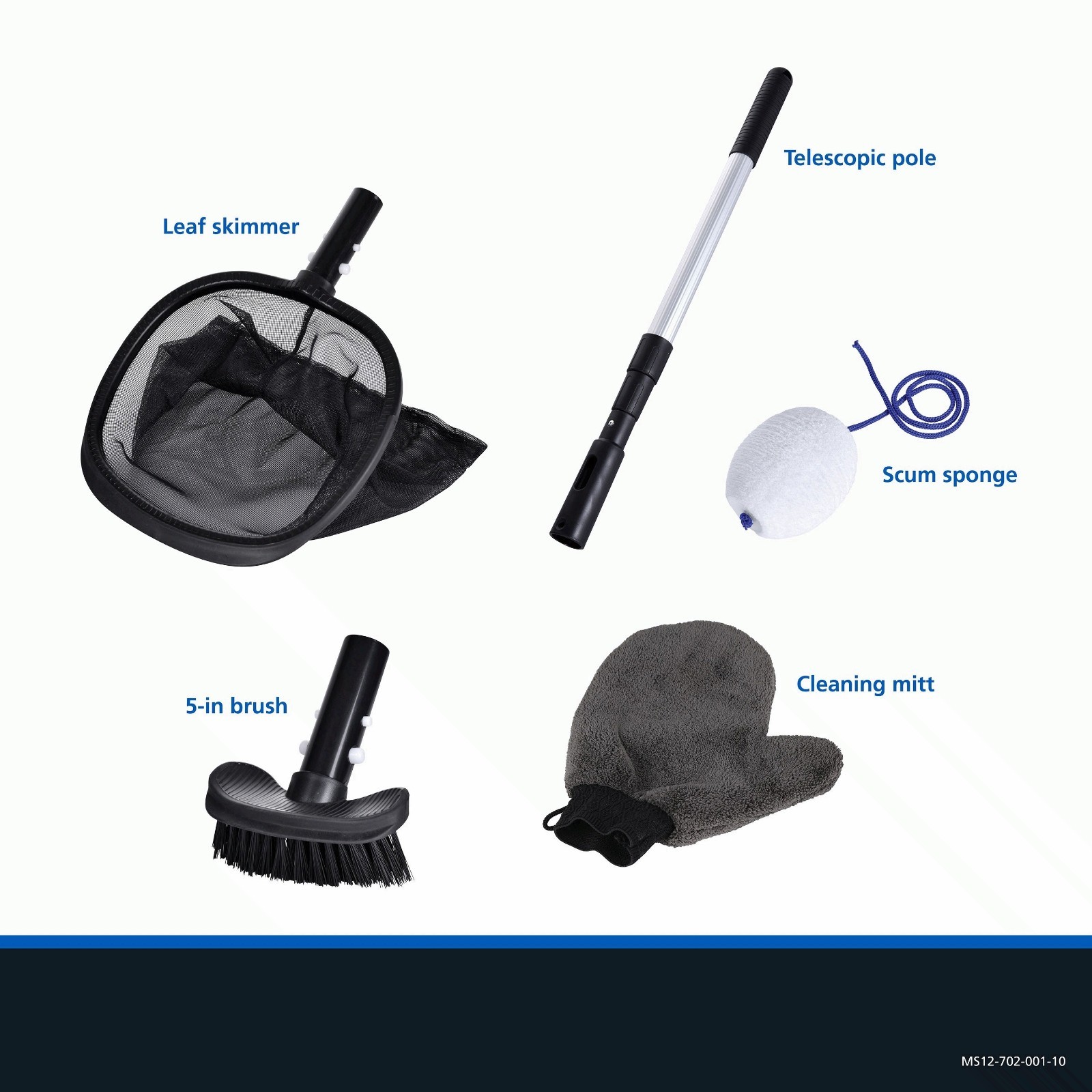Maintenance Kit for Spas – 5 Piece – Black & Grey – Alu & PP